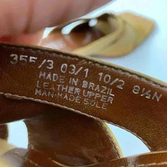 Franco Sarto size 8.5 N Merigold tan leather square toe vintage 90s - Picture 10 of 12